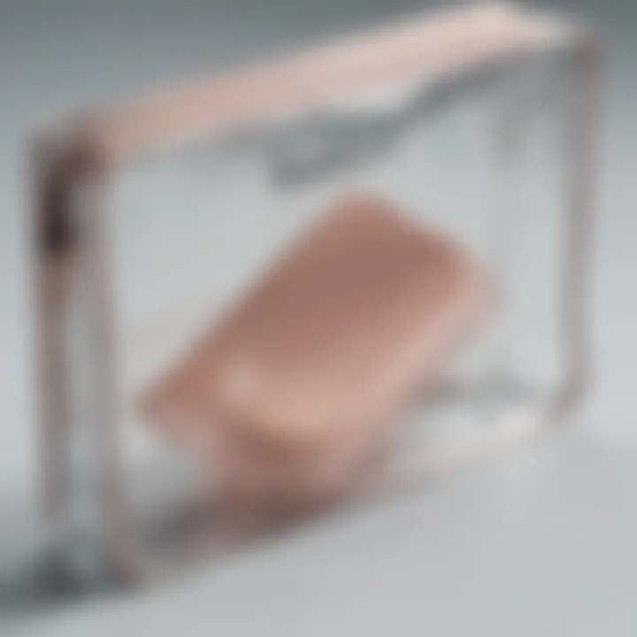 Close-up of the material of a transparent makeup bag reflecting light