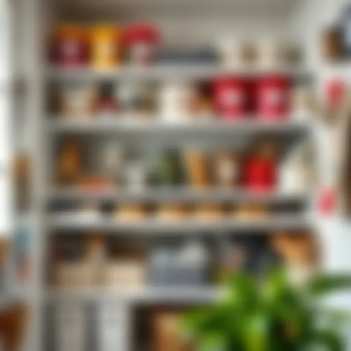 Craft area using absorbent shelf liners for organization