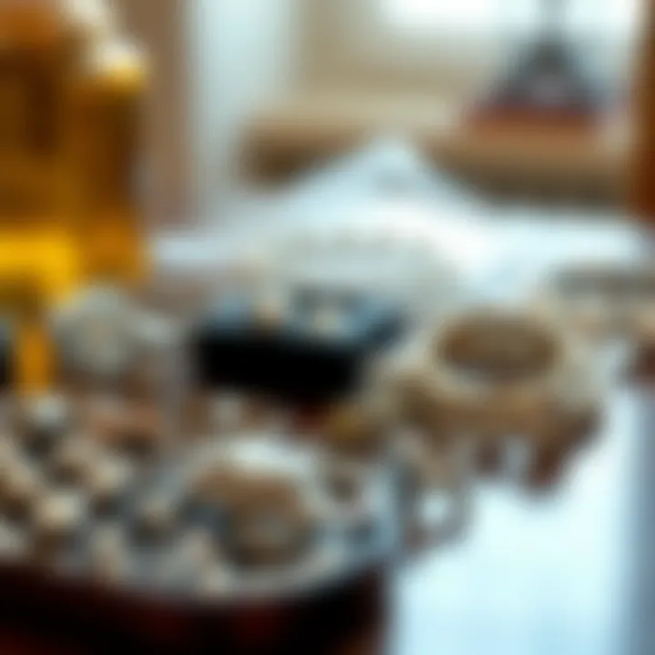 Selection of various jewelry types for care demonstration