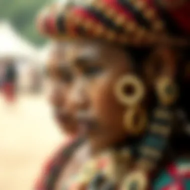 Cultural significance of bone septum rings illustrated through traditional attire and accessories.