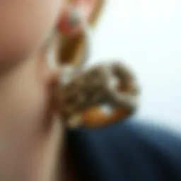 An intricate close-up of a bone septum ring showcasing its unique texture and design.