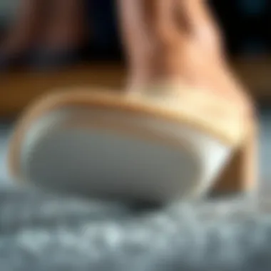 Detailed view of memory foam heel insert showcasing its texture and layer construction