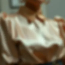 Elegant shiny blouse showcasing intricate fabric texture