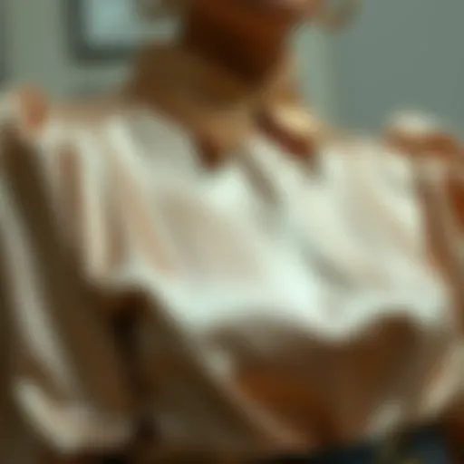 Elegant shiny blouse showcasing intricate fabric texture
