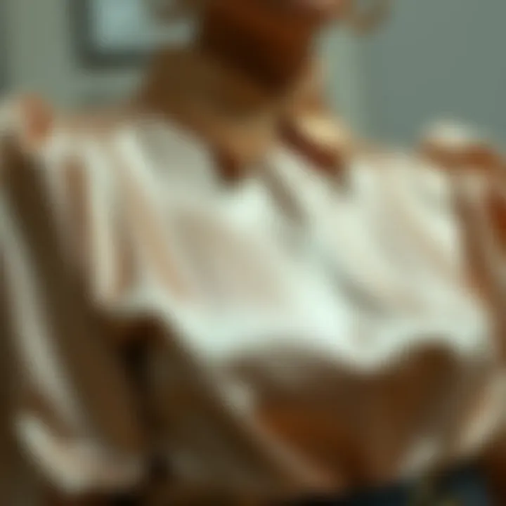 Elegant shiny blouse showcasing intricate fabric texture