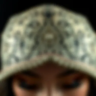 Close-up of a square leg cap showcasing intricate design details