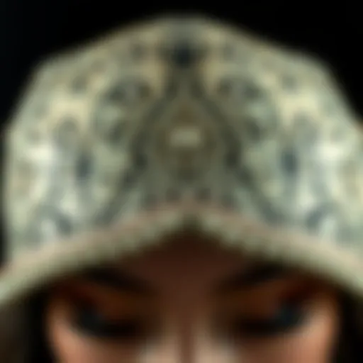 Close-up of a square leg cap showcasing intricate design details