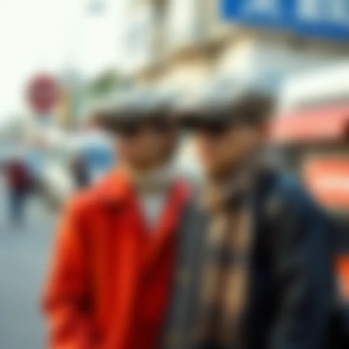 Cultural representation of square leg caps in contemporary outfits