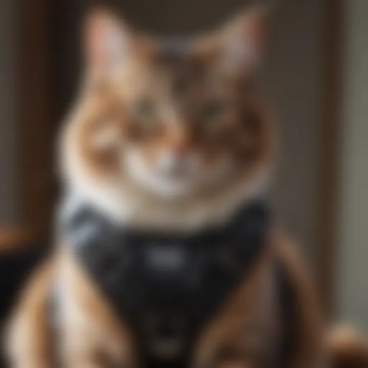 Illustration demonstrating proper sizing techniques for a cat harness