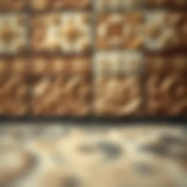 Close-up view of the texture and patterns of waterproof vinyl tile stickers.